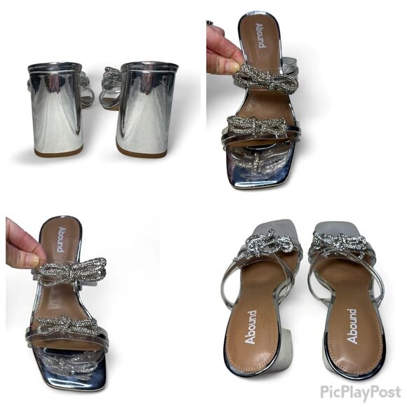 ABOUND Kitch Rhinestone Block Heel Sandal, Silver Metallic, Size 8, NWOB - Picture 14 of 14